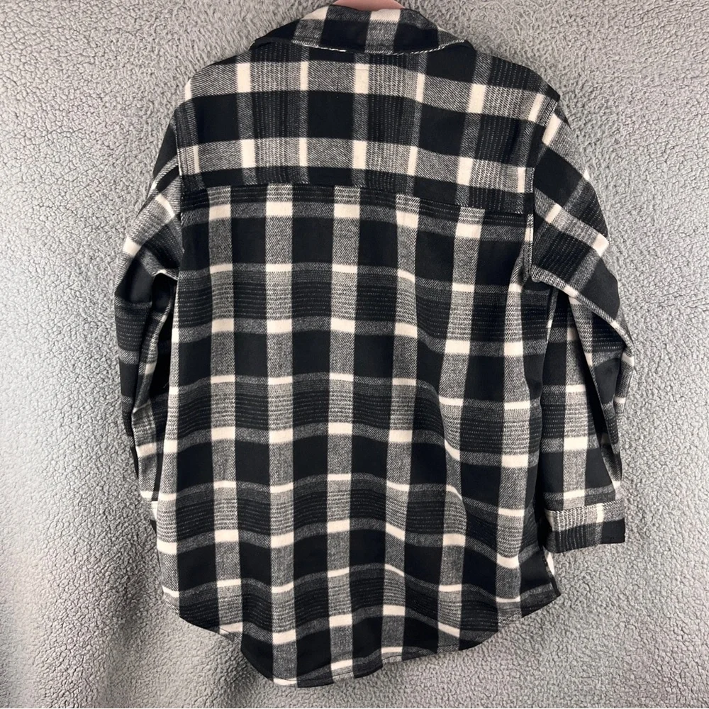 Old Navy Women’s Black & White Plaid Button-Down Shirt Jacket Size M NWT